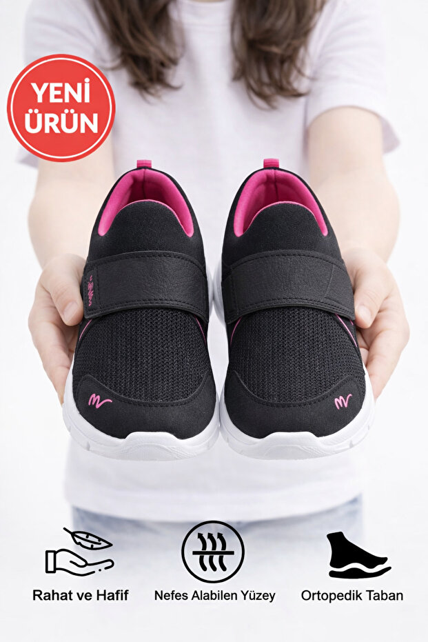 STOCON Tedy Unisex Çocuk Bağcıksız Cırtlı Rahat Esnek Günlük Sneaker Spor Ayakkabı STC1224