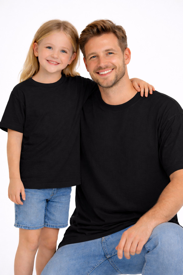 Father Daughter Combination Oversize T-Shirt Twin T-Shirt Plain. Printed (Single Price)