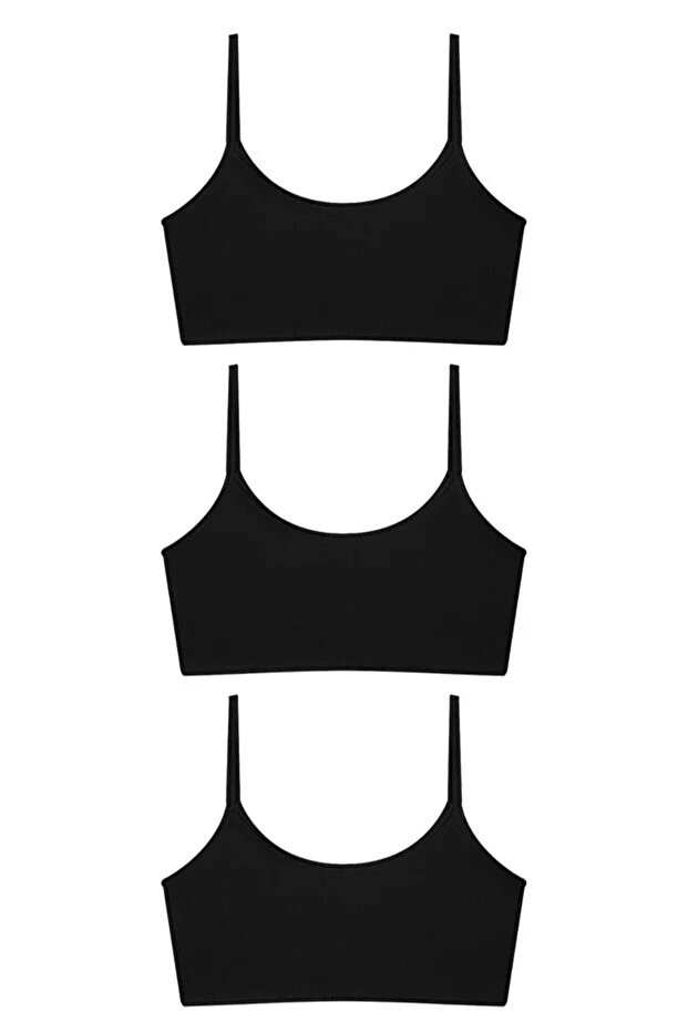 Young Girls' Non-Padded Half Tank Tops, Cotton Pack Training Bras, 3-Pack