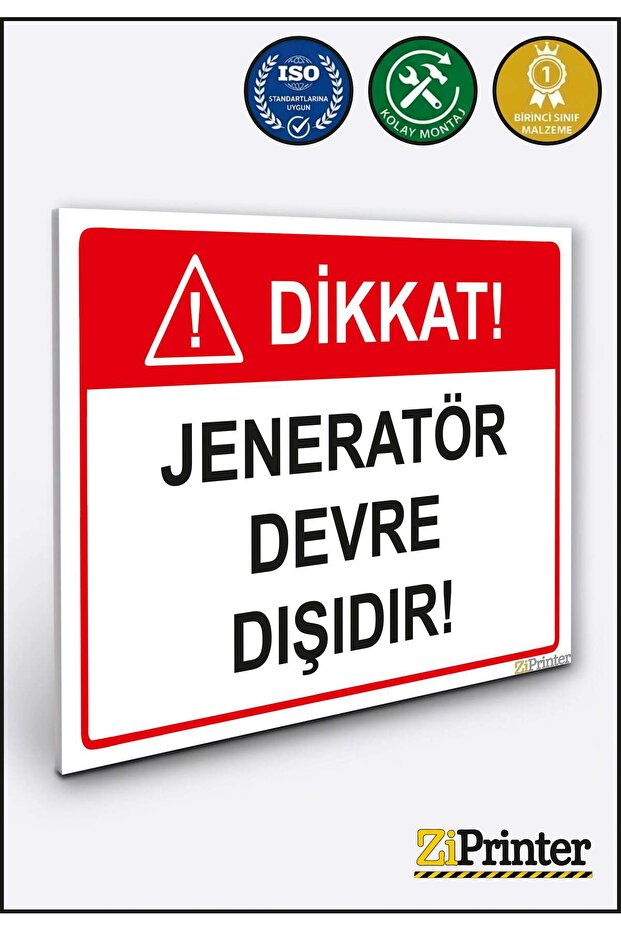 Attention! Generator Out of Service Isg Warning Sign Dekota 25X35 cm
