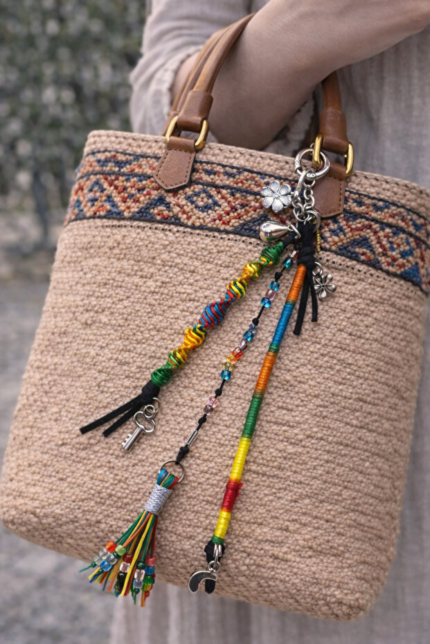 Curcuna Charm – إكسسوار حقيبة ملون مصنوع يدويًا، حلية للحقيبة