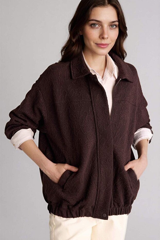 Loose Fit Shirt Collar Zipper Jacket H2925Ax26Sp