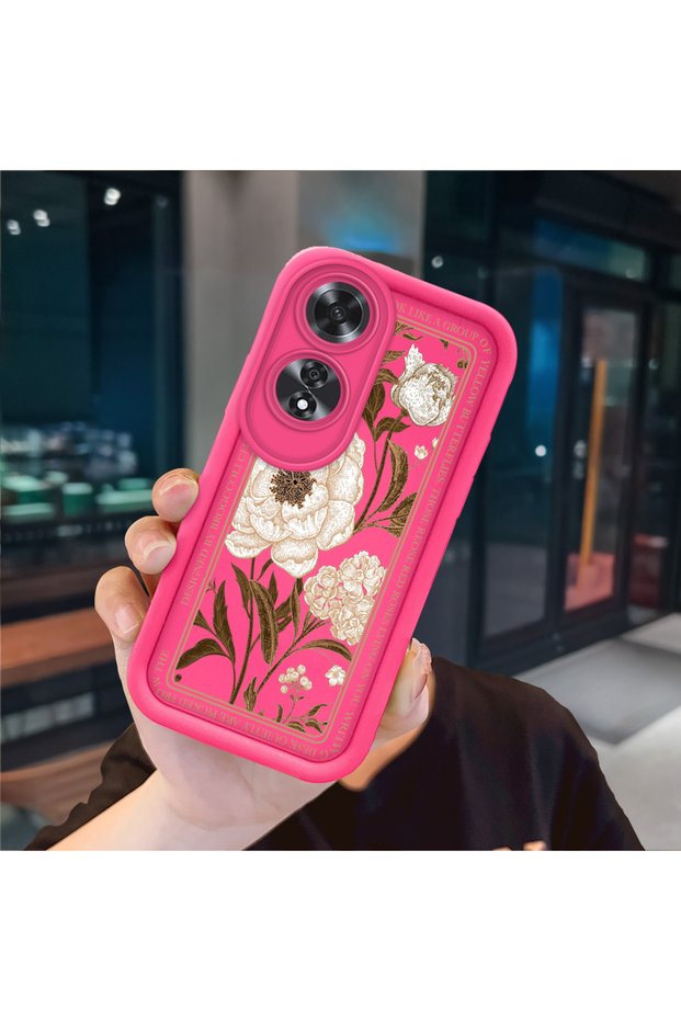 Oppo A60 Compatible Pink Red Silicone Case Shockproof Camera Protection