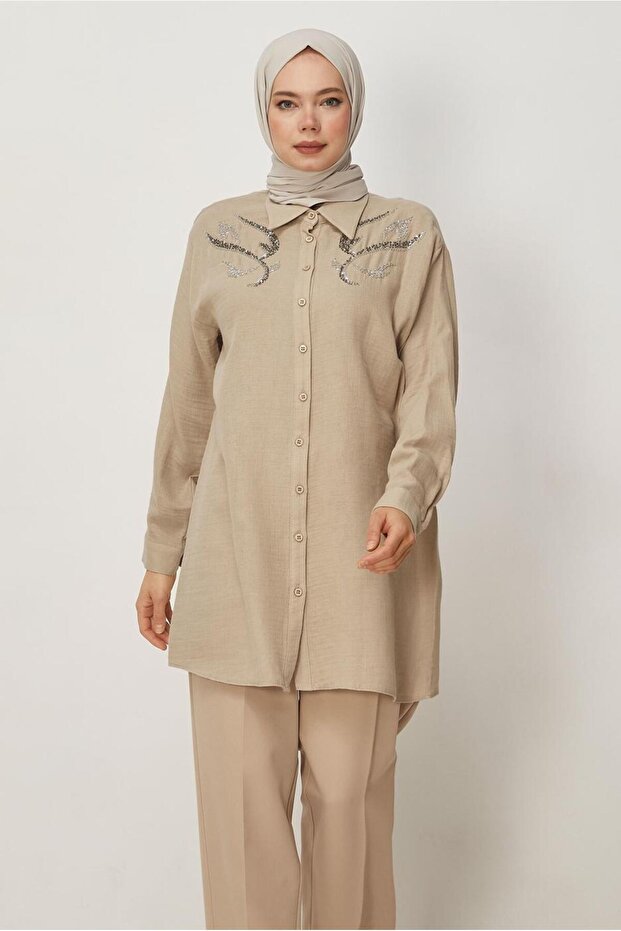 Beaded Embroidered Muslin Tunic 45768