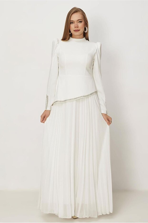 Stone Embellished Evening Dress 50558