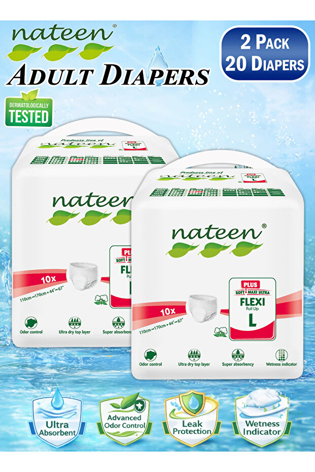 20 Count 2 Pack Flexi Plus Adult Diapers Pants Pull Up Incontinence Underwear for Men & Women