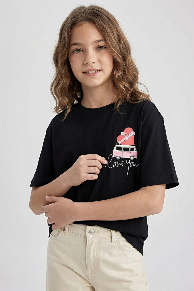 Girl's Printed Oversize Short Sleeve Summer Cotton T-Shirt