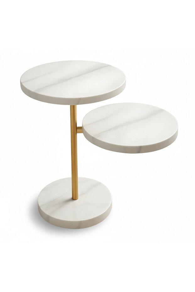 Normi Elegant Stainless Steel & Marble Side Table