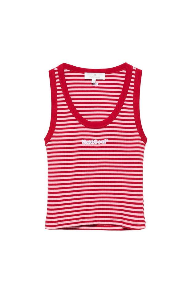 İşlemeli çizgili tank top - 3