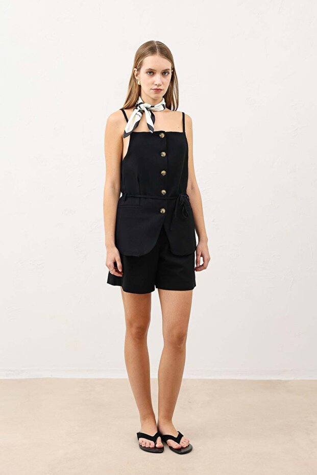 Black Strappy Women's Vest