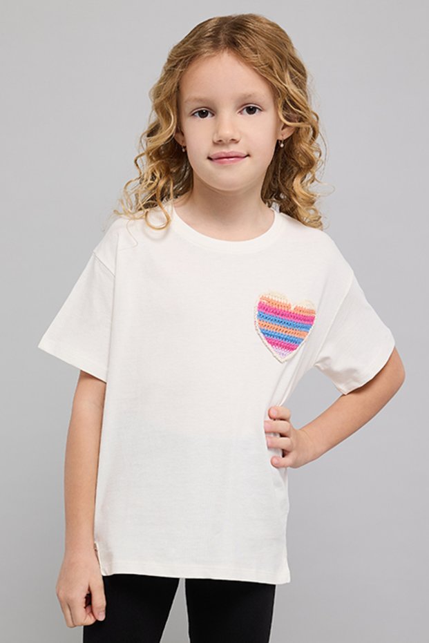 Crochet Detail T-Shirt with Crew Neck and Short Sleeves