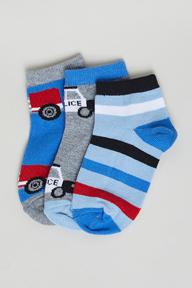 3 Pack Patterned Ankle Socks - 1