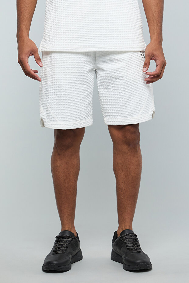 Waffle Textured Shorts with Drawstring Waist