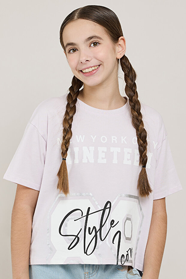 Printed T-Shirt with Crew Neck and Short Sleeves