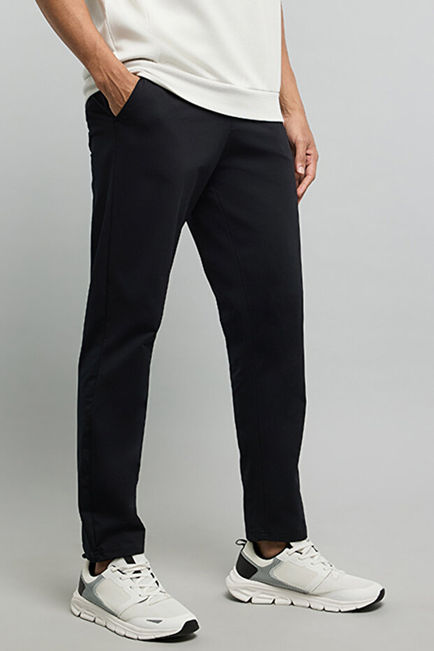 Solid Trousers with Button Closure - 4