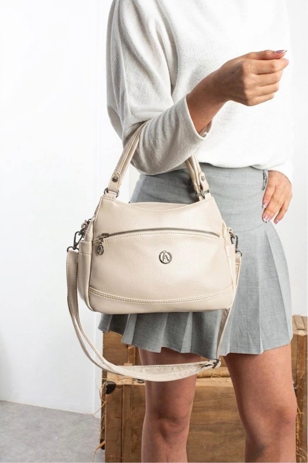 Women's 5-Compartment Quality Soft Leather Multi-Compartment Hand Shoulder Crossbody Bag Width 28 Length 19 cm 745