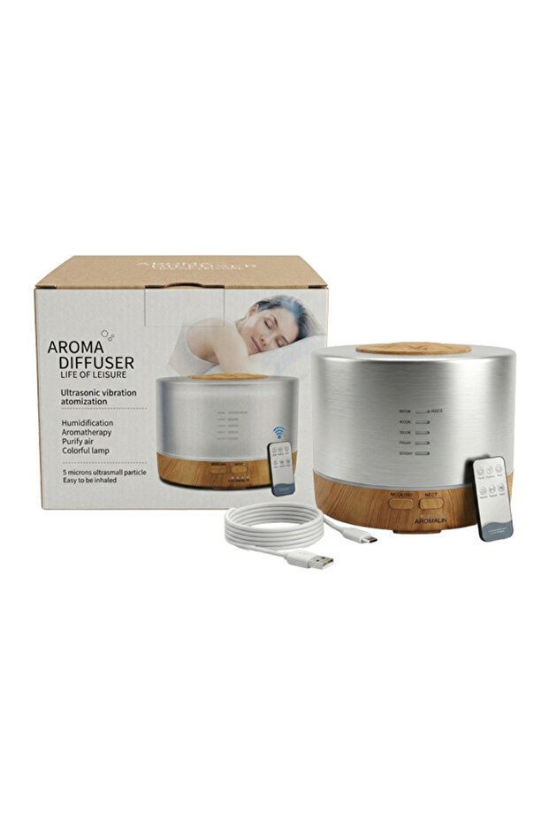 Wood Grain Aroma Diffuser 500ML, Ultrasonic LED, Quiet for Home & Spa