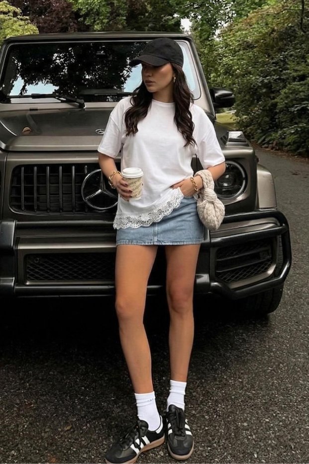 Women's Cotton Relaxed Round Neck Lace Detailed Asymmetrical T-Shirt White