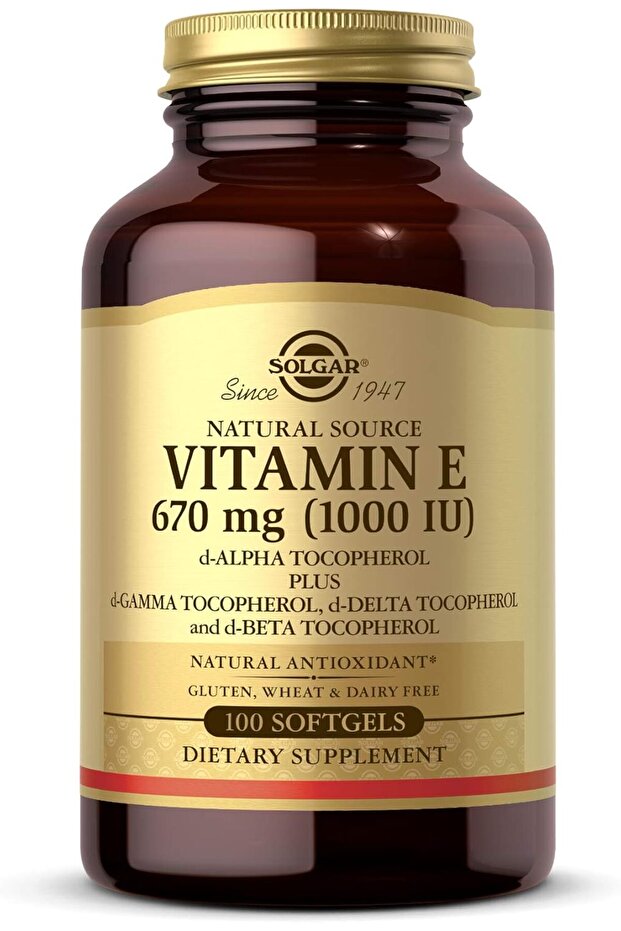 Vitamin E 670 mg (1000 IU), 100 Mixed Softgels - Natural Antioxidant, Skin & Immune System Su