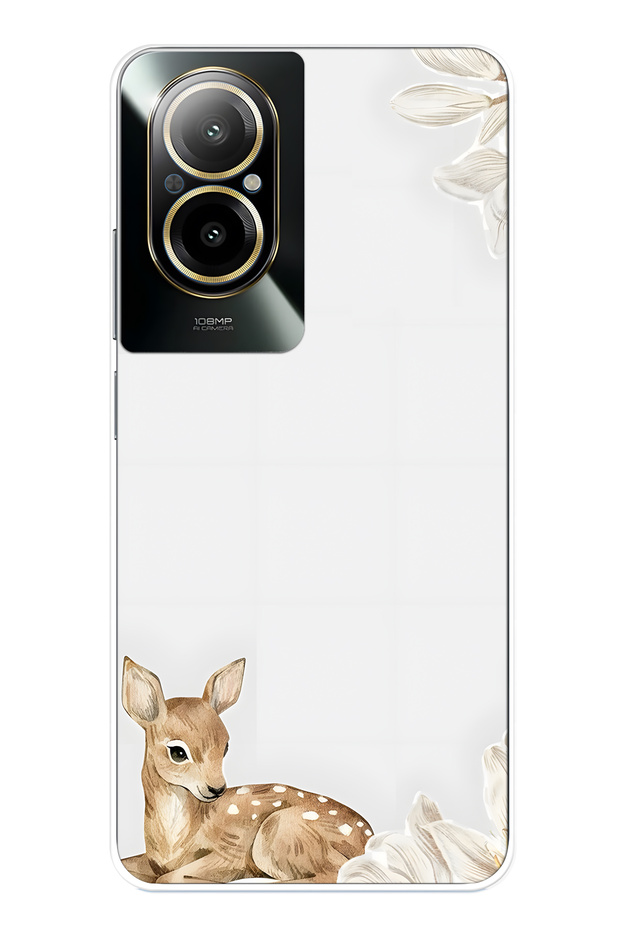 Realme 12 Lite Compatible Transparent Phone Case with Fawn Pattern