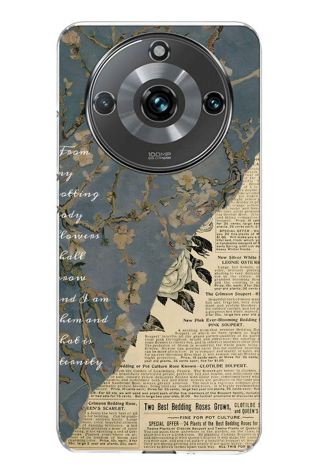 Realme 11 Pro / 11 Pro Plus Compatible Vintage Newspaper Collage Pattern Transparent Phone Case