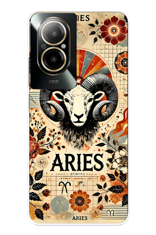 Realme 12 Lite Compatible Aries Sign Patterned Transparent Phone Case
