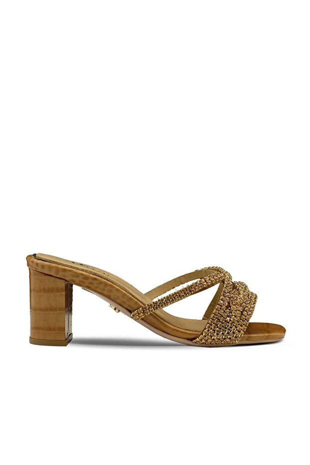 Genuine Leather Crocodile Print Slippers Z148 Taba Print Crocodile (Tan Leather Crocodile Print)