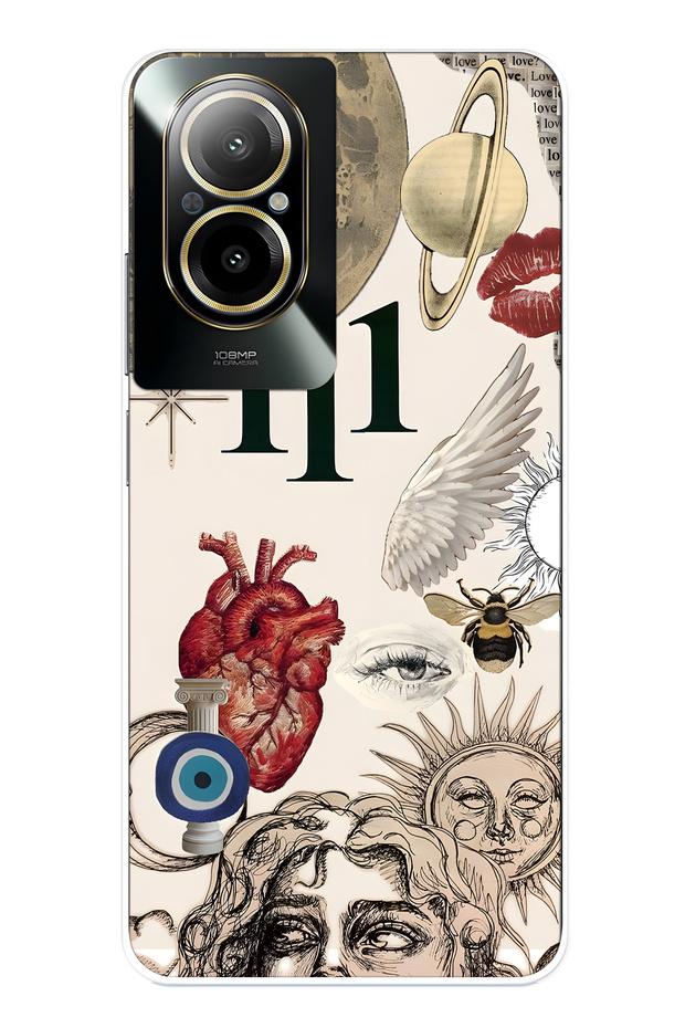 Realme 12 Lite Compatible 111 Energy Patterned Transparent Phone Case