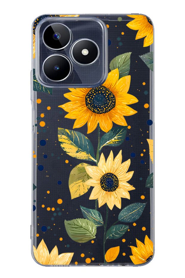 Realme C53 Compatible Sunflower Patterned Transparent Phone Case