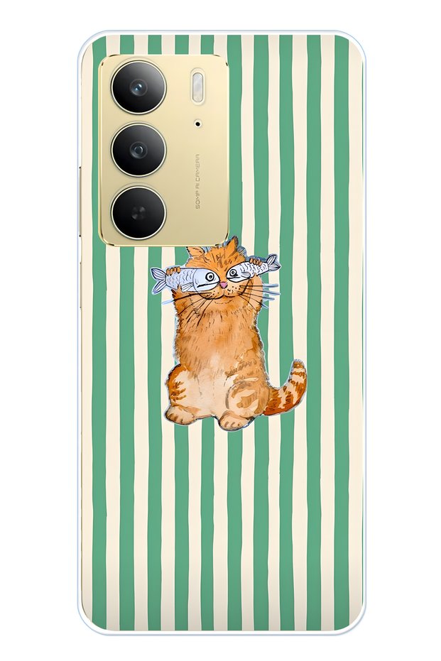 Realme C75 Compatible Fish-Eyed Cat Pattern Transparent Phone Case
