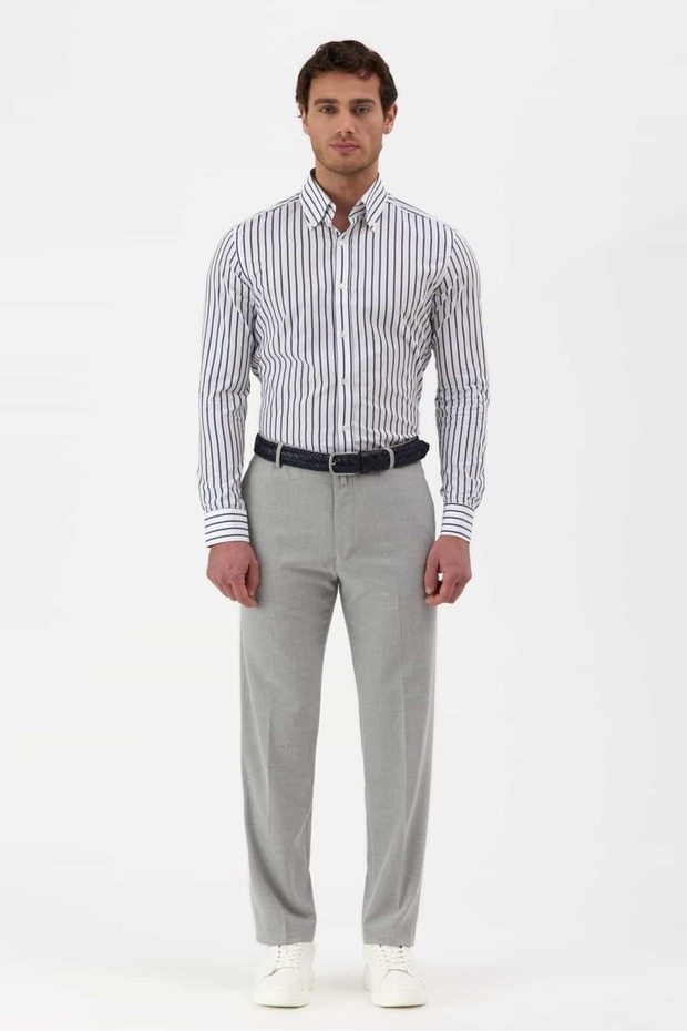 Gray Regular Fit Lycra Classic Fabric Trousers 2390-04