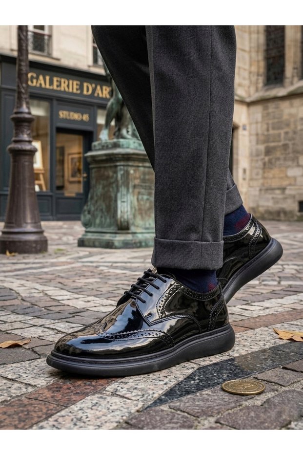 Ba0003 New Season Black Patent Leather Luxury Brouge Classic Shoes