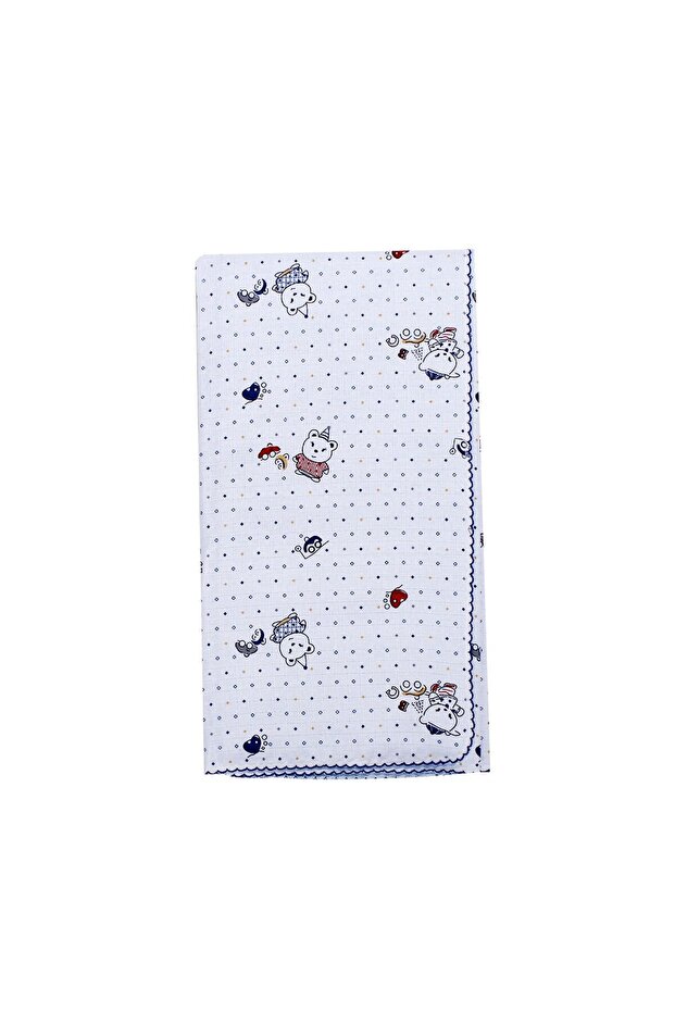 Baby Boy Blue Ribbed Teddy Bear Patterned Pique Muslin Blanket 80X90