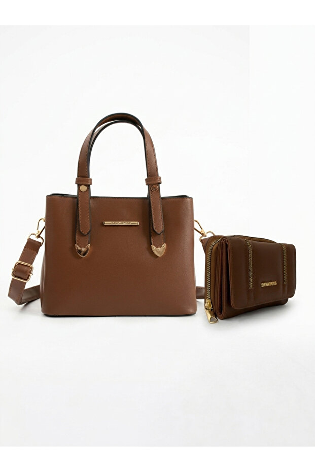 Sanmorris Women's Faux Leather Shoulder Bag and Combination Wallet Set