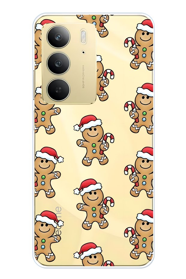 Realme C75 Compatible Gingerbread Pattern Transparent Phone Case