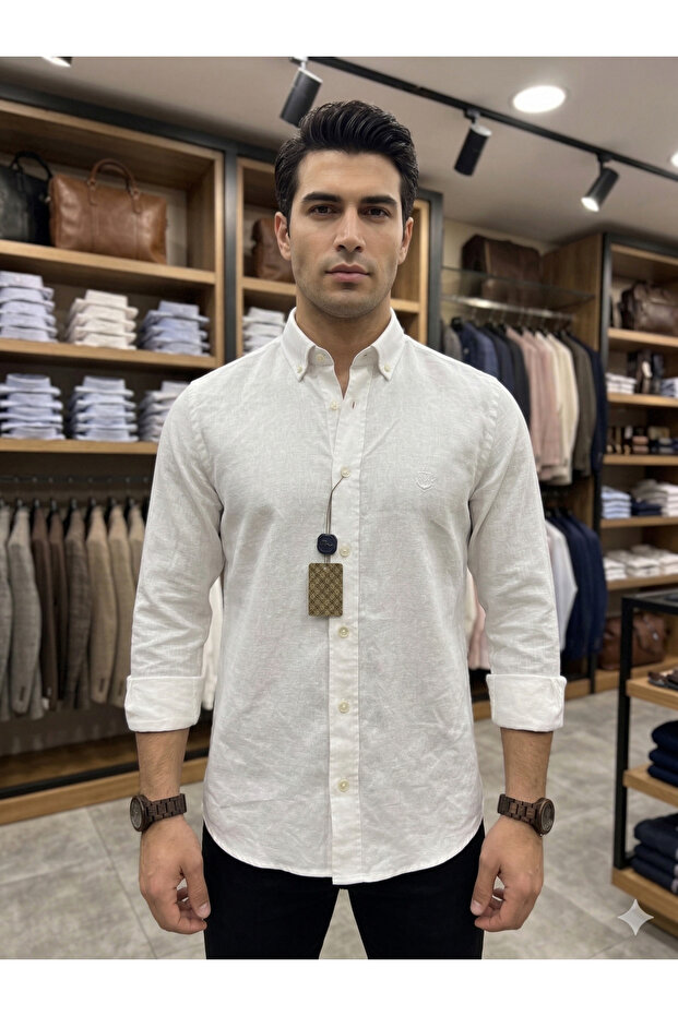 Porto Lucciano Men's Raw Linen Shirt