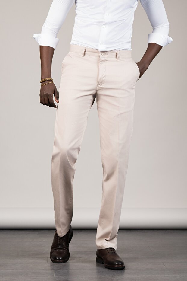 Regular Fit Cotton Textured Classic Summer Gabardine Trousers
