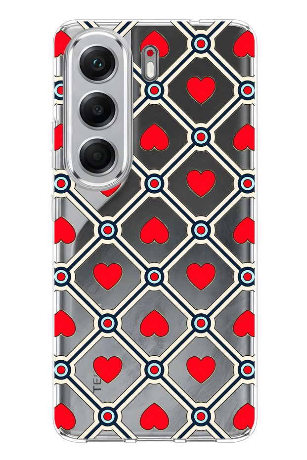 Retro Red Heart Pattern Clear Phone Case Compatible with Tecno Camon 40 Pro 5g