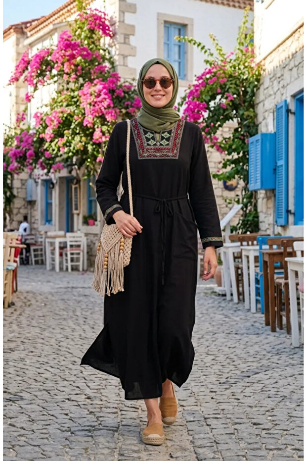 Şile Long Sleeve Dress 6550-01 Black