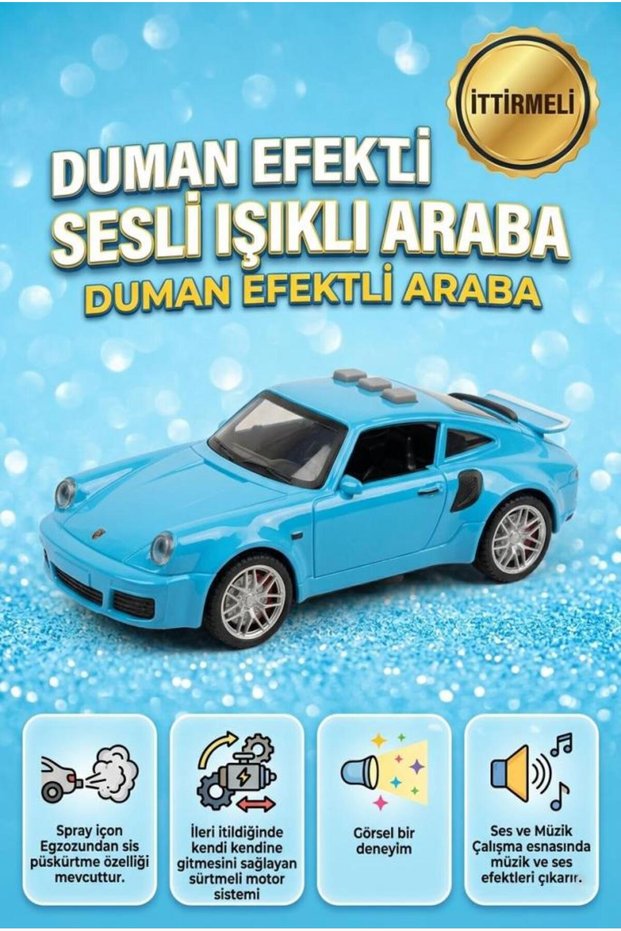 Smoke-Emitting 3-Button Function, Sound, Light, and Music, Doors That Open, Porsche Toy Car