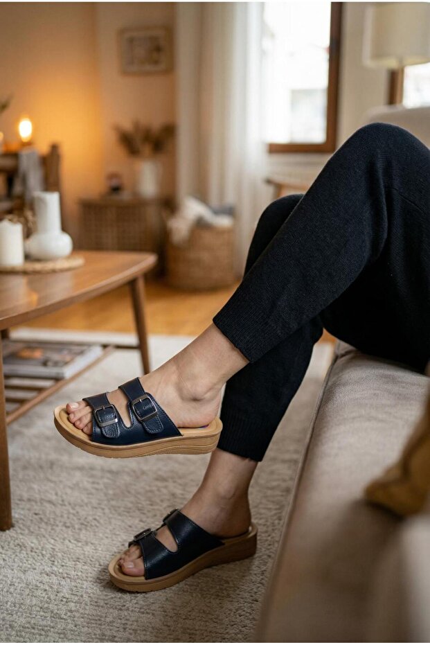 Soft Leather Anatomical Light Sole Mother's Slippers