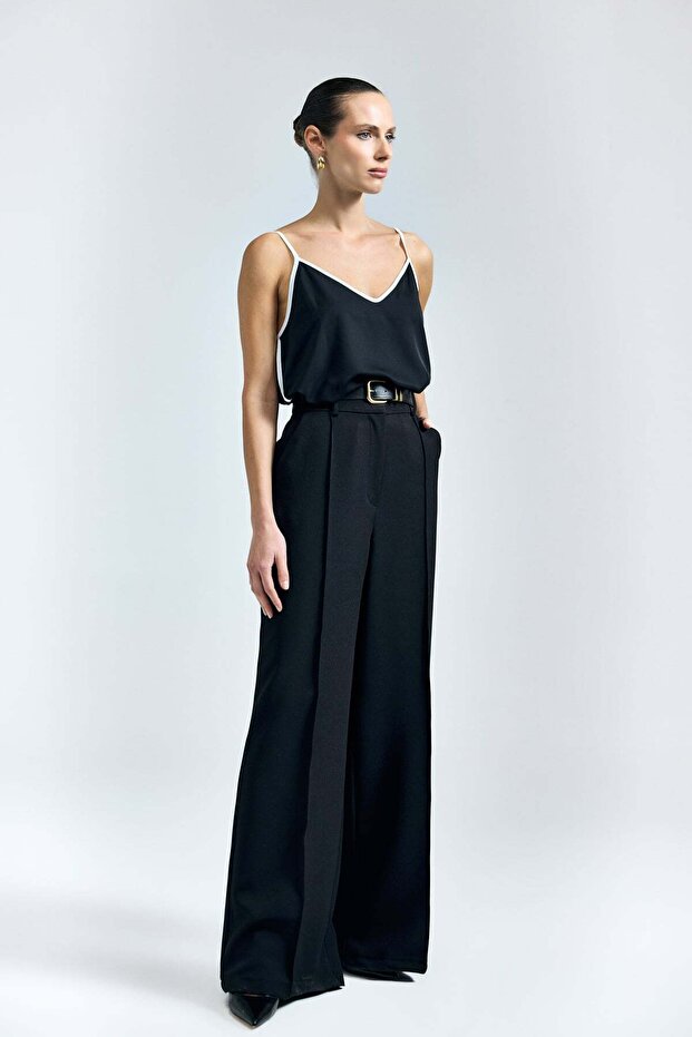 Belt Detailed Pants - Black