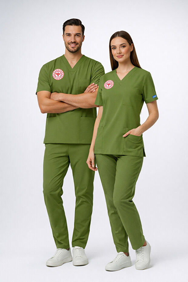 Grass Green Pharmacist Uniform Positive Lycra Scrubs Set (Compliant with New Regulations – Grasshopper)