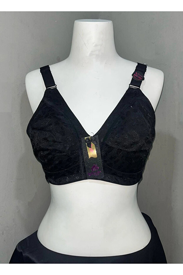 Women's C Cup Combed Cotton Fabric Black Bra Without Underwire