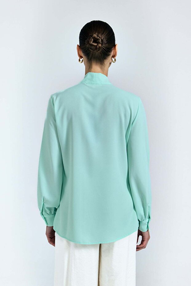 Collared Plain Shirt - Mint - 7