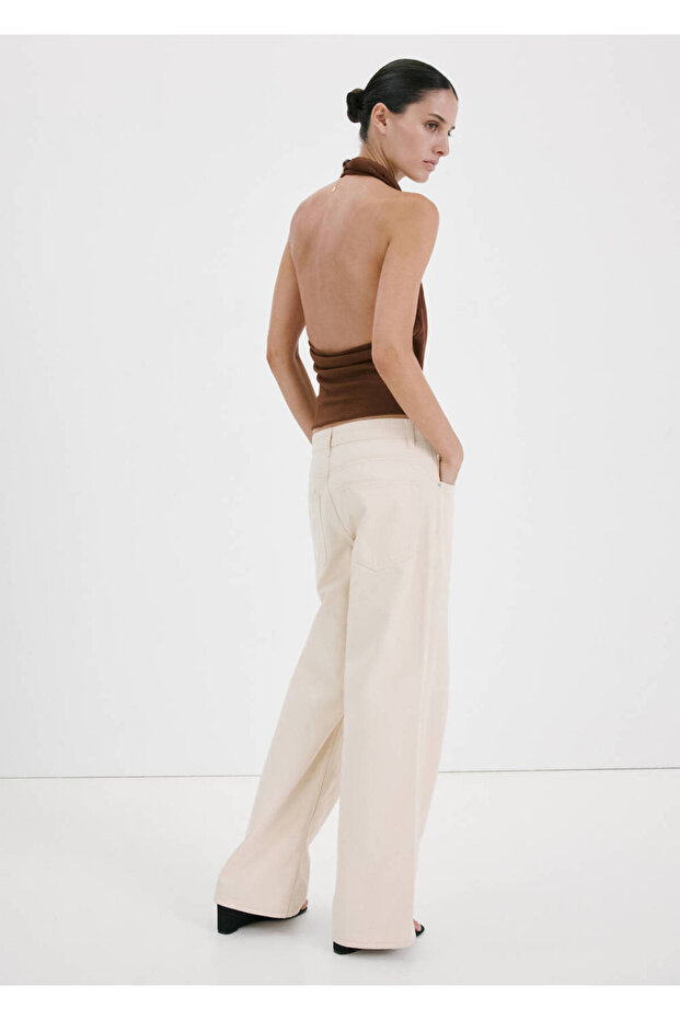 Drape halter yaka bluz - 4