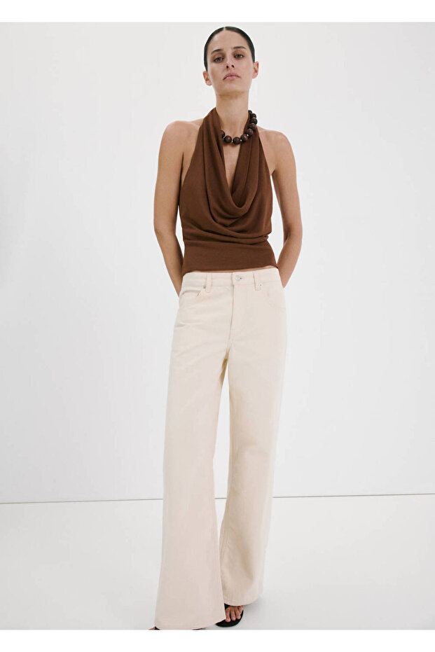 Drape halter yaka bluz - 2