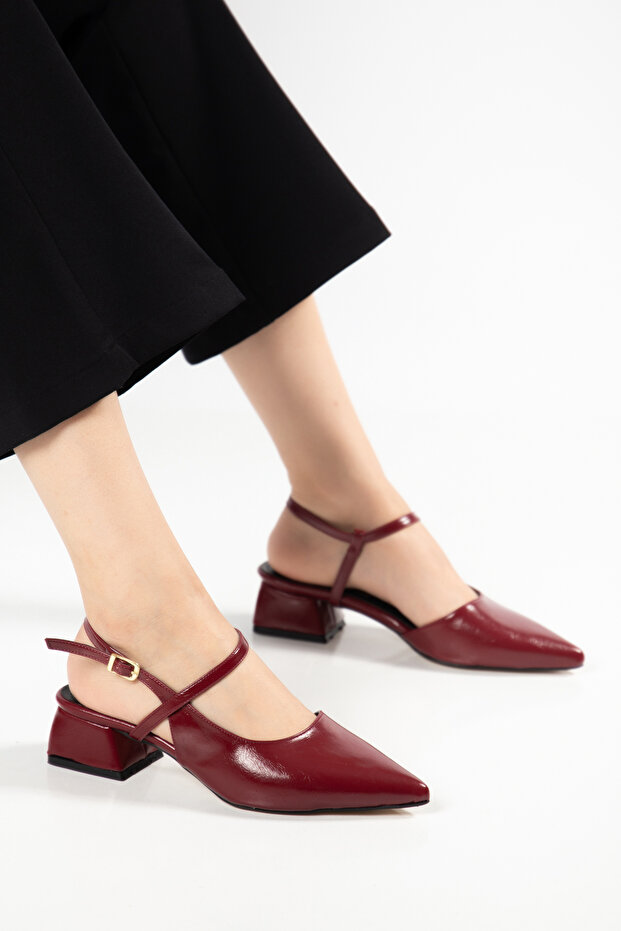 Women's Daily Ballet Flats with Open Back, Pointed Toe, Straps and 3 cm Heel