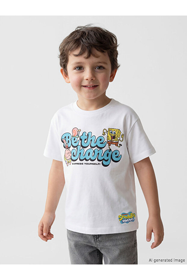Nevavm Spongebob Printed Boy's T-Shirt with Difference