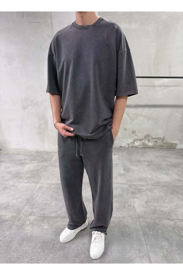 Washable Basic Black Tracksuit Set - 1